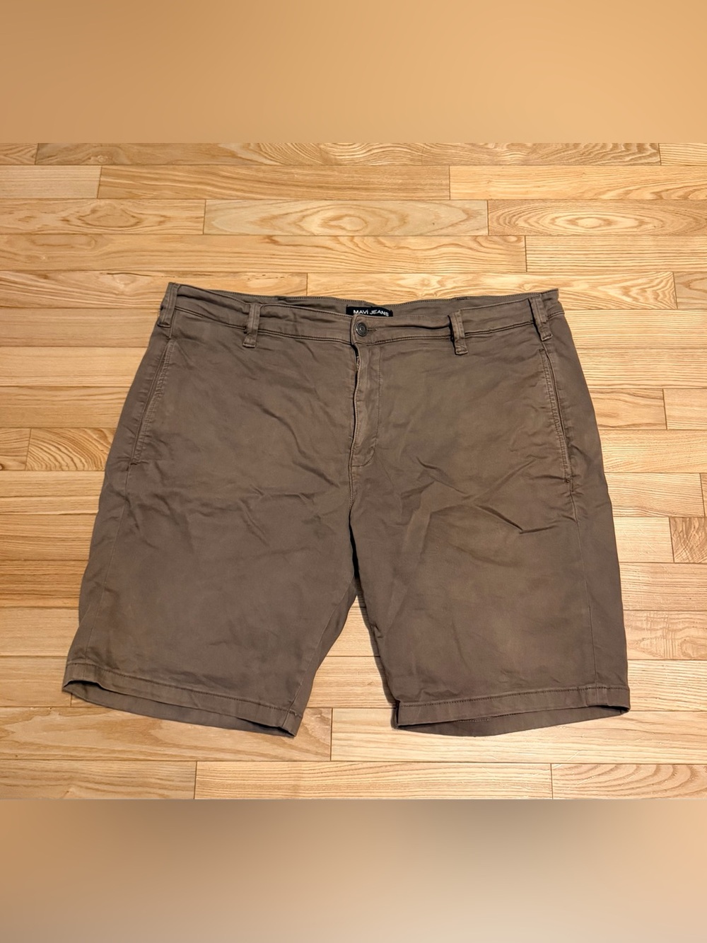 Mavi Men's Brown Flat Front Cotton Shorts